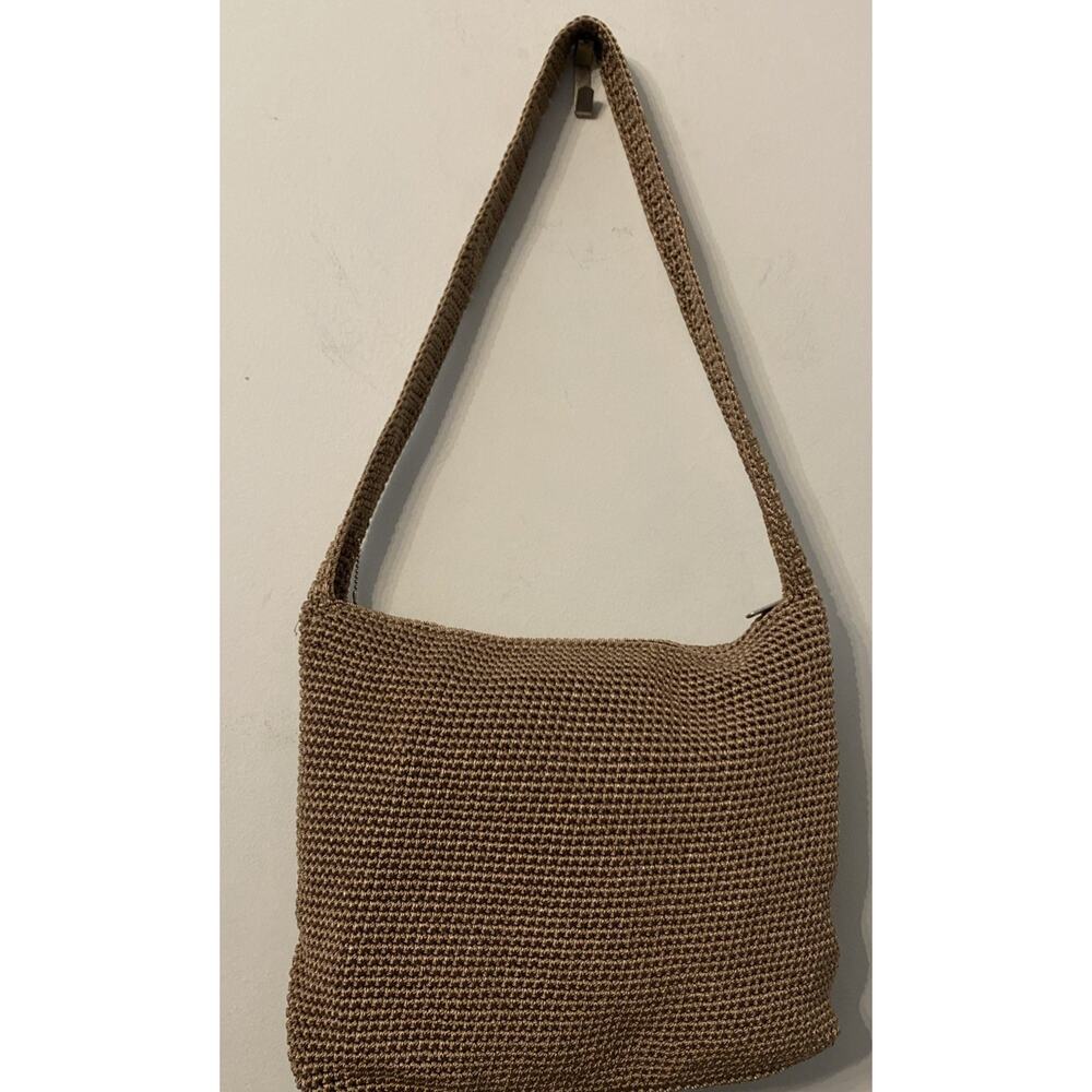Vintage The Sak Crochet Shoulder Bag Brown Knit Hobo Purse Boho Coastal Granola